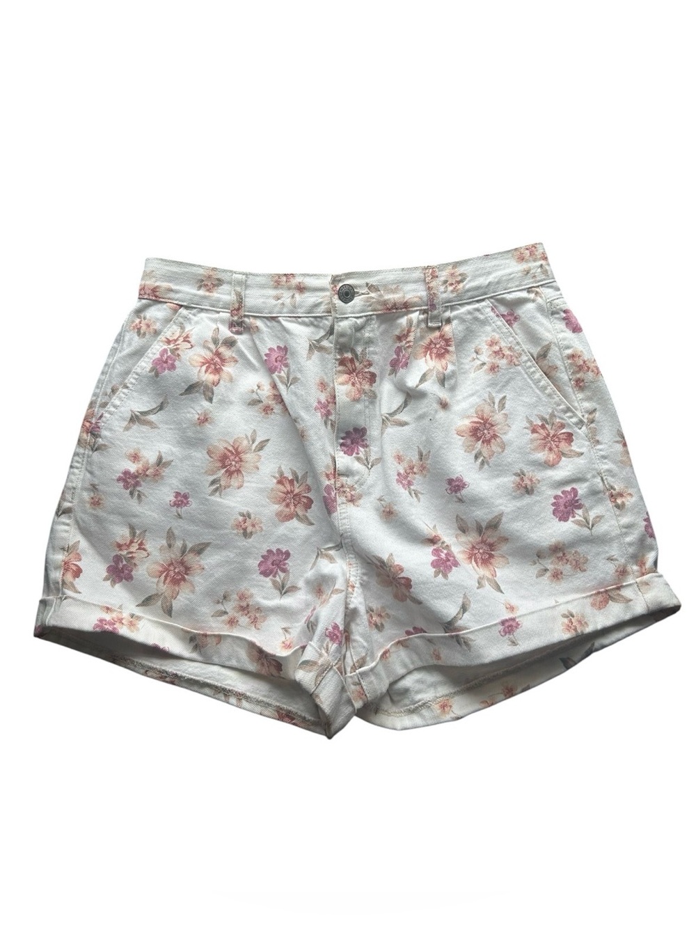 American Eagle Floral Print High-Waist Mom Shorts